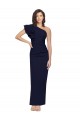 Affordable Ruched Floor Length Long Crepe Prom Dress with Shoulder Ruffles UK