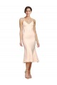 Affordable Midi Length V-Neckline Crepe Cocktail Prom Dress / Homecoming Dress with Thin Straps and Fulted Skirt UK