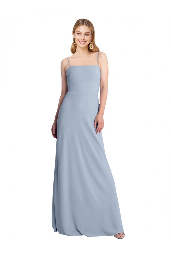 Affordable Straight Neckline Crepe Slip Prom Dress with Strappy Back UK