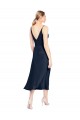 Affordable V-Neck Midi Length Short Stretch Satin Cocktail Prom Dress / Homecoming Dress V-Back UK