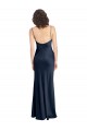 Affordable Cowl Neck Long Empire Waist Stretch Satin Prom Dress with Open Back UK