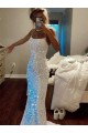 Affordable Long Spaghetti Straps Sleeveless Sweep Train Velvet Sequin Prom Dress UK