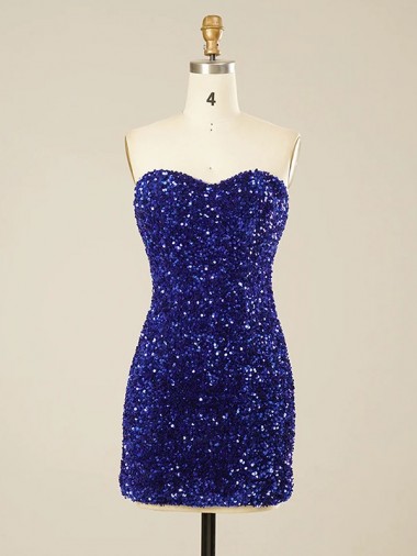 Affordable Short Sweetheart Velvet Sequin Prom Dress UK