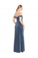 Affordable Draped Sleeves Wide Scoop Neck Off the Shoulder Velvet Prom Dress UK