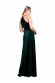 Affordable Long Jewel Neck Full Length Velvet Prom Dress with Side Slit UK