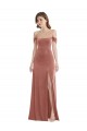Affordable Off the Shoulder Flounce Sleeve Velvet Maxi Prom Dress & Pockets UK