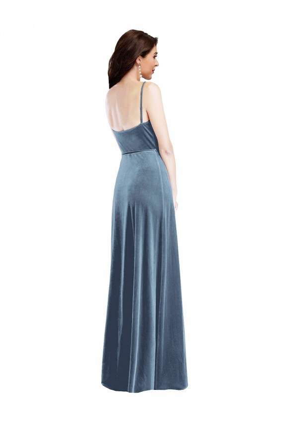 Affordable Velvet Wrap Maxi Prom Dress with Pockets UK