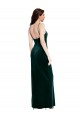 Affordable Straight Neckline Spaghetti Straps Long Velvet Prom Dress with High Side Slit UK
