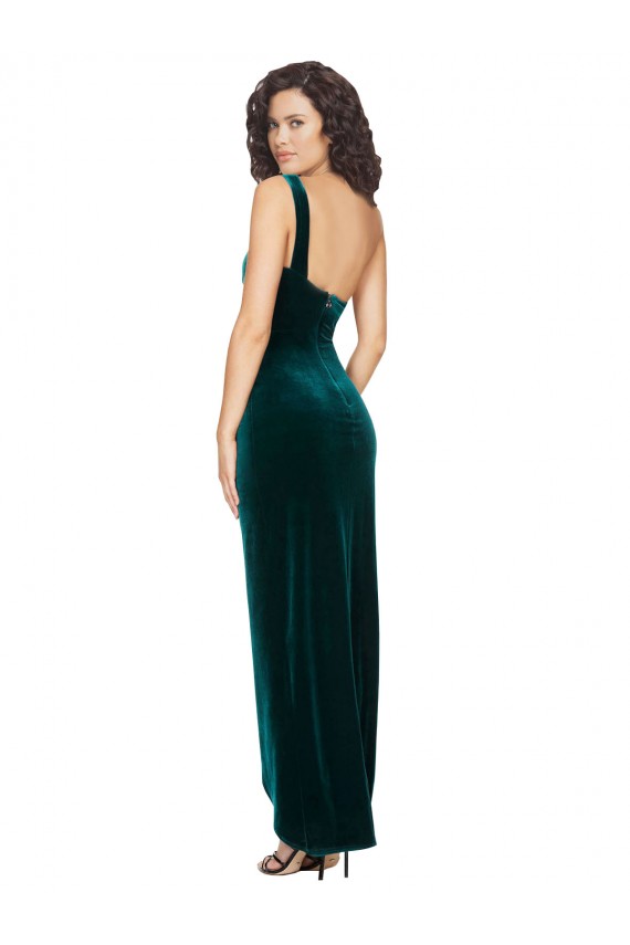Affordable One Shoulder Velvet Front Wrap Prom Dress  UK